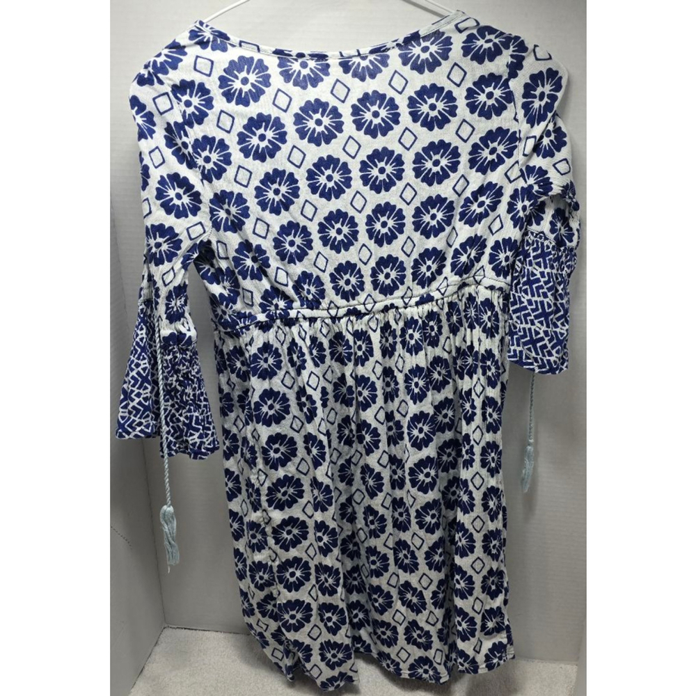 Women's Red Camel Blue White Floral blouse XS - Picture 9 of 10